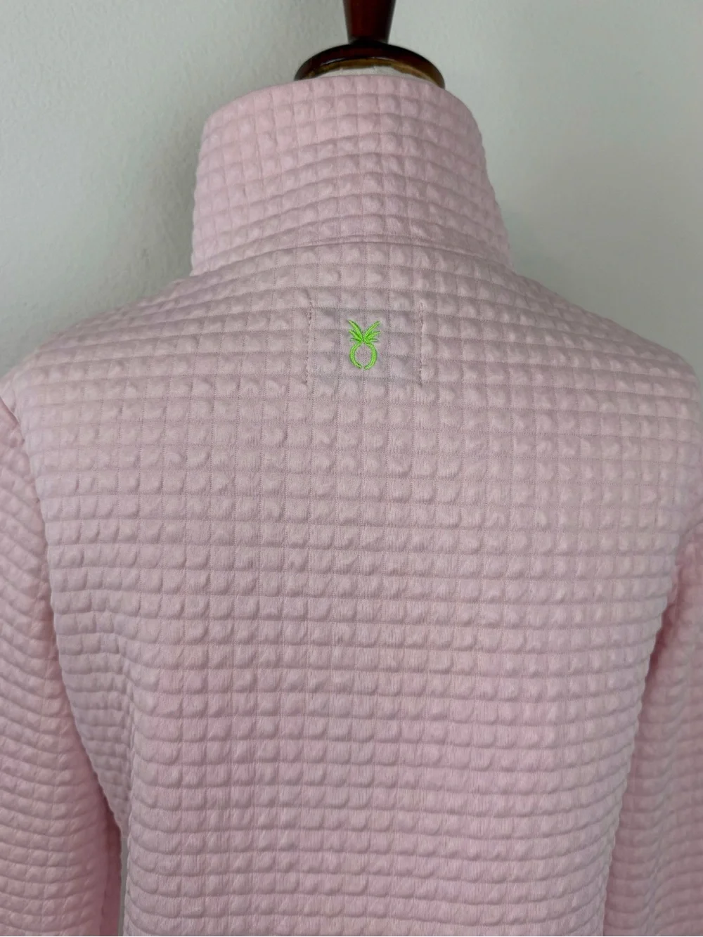 Dudley Stephens Pocomo Pullover 1/4 Zip Quarter Waffle Knit Sweater Pale Pink